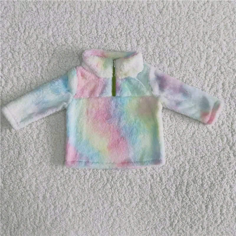 Zipper stand-up collar pullover rainbow colorful soft comfortable winter coat