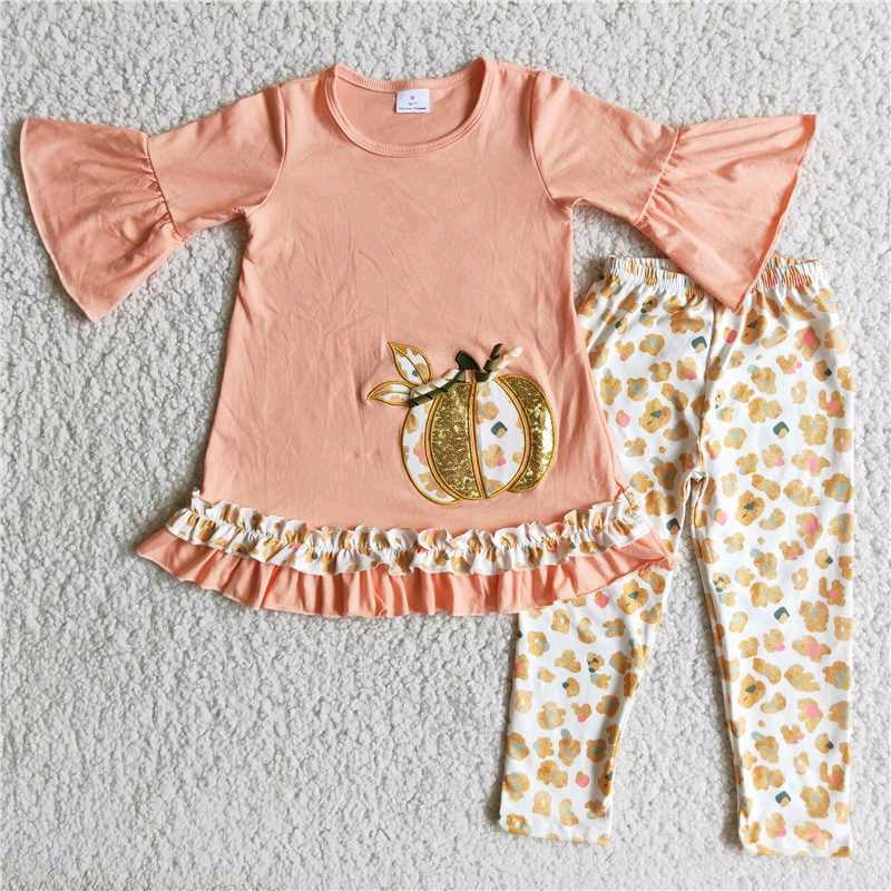 6 A9-30 pumpkin embroidery long sleeve legging pants girl outfit 20230530 RTS