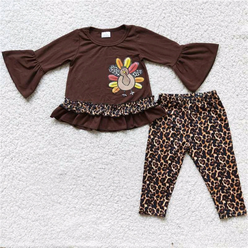 promotion Girl gel print turkey thanksgiving leopard brown lace long sleeve legging pants outfit