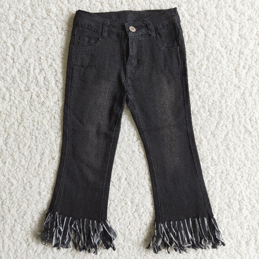 tassels black slim jeans denim pant