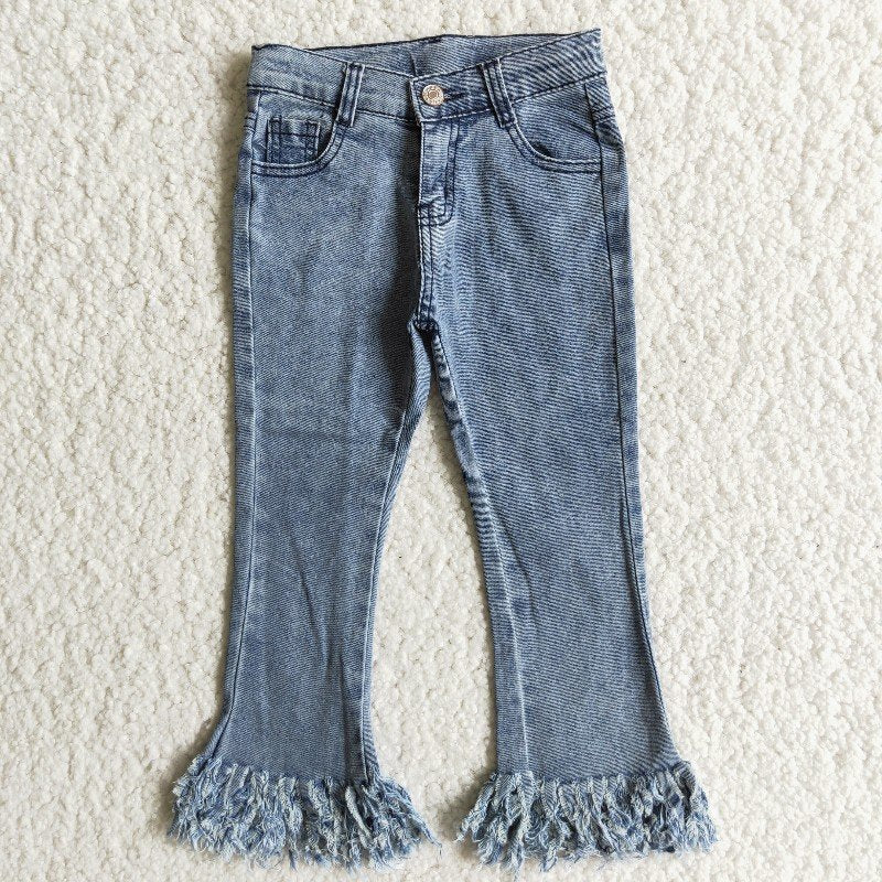 B7-13 tassels light color slim tassel jeans denim pant 20230508 RTS