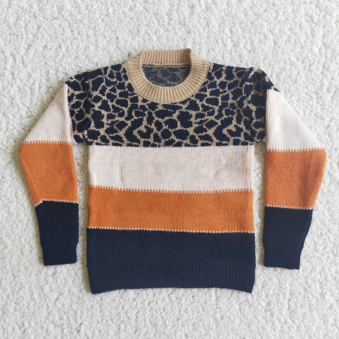 Leopard white orange black sweater