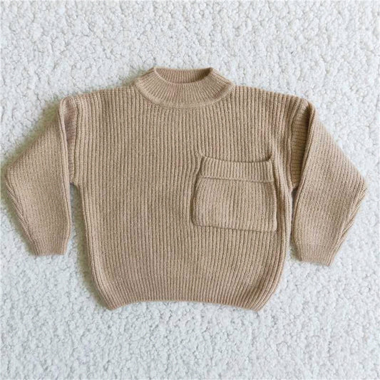 Khaki fashion pocket sweater