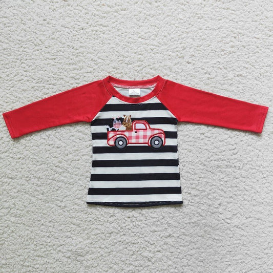 BT0023 RTS gray white cow pink car truck long sleeve boy clothes 1102