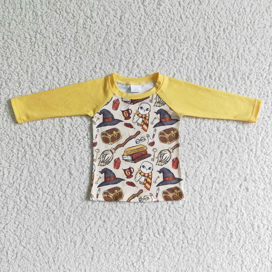 yellow raglan hat Book Halloween boy long sleeve top 0623 RTS