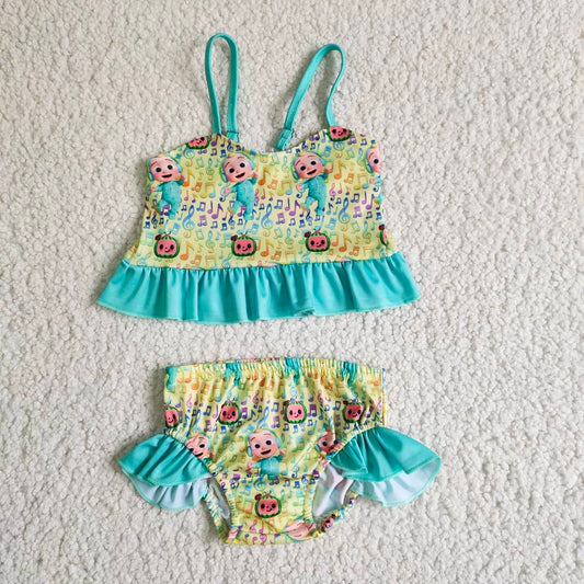 Shoulder strap yellow music watermelon girl swimwear 0224 Feb