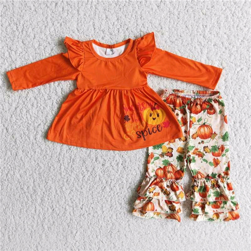 pumpkin orange tunic lace long sleeve pants outfits