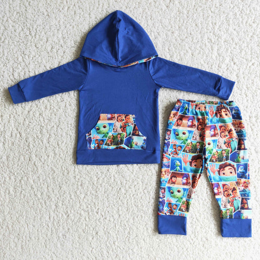 202410 Promotion  Blue cartoon pocket hoodies outfit