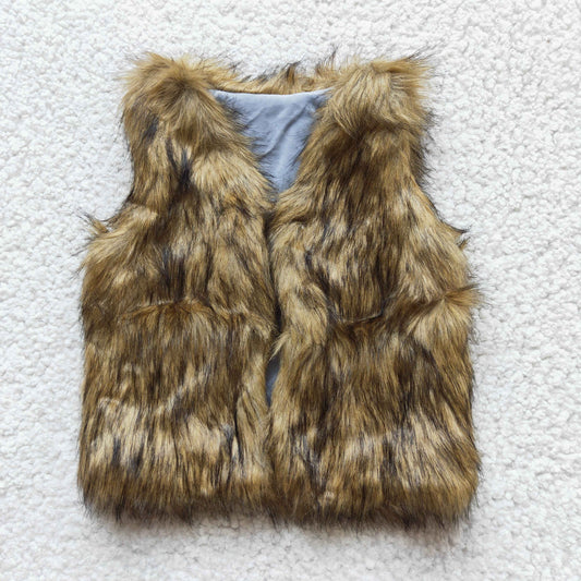 Brown plush vest