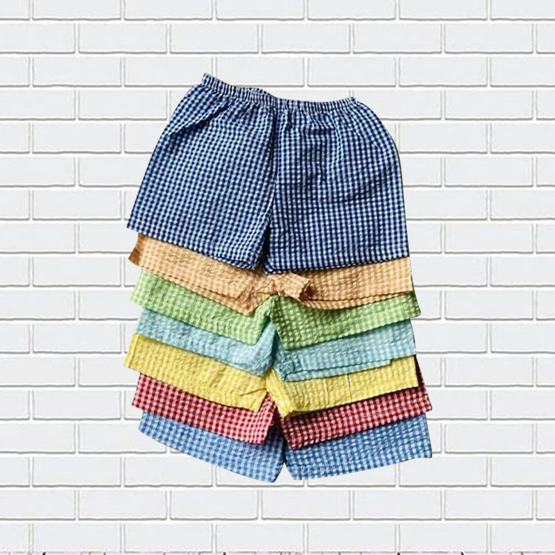 SS0073 boy seersucker light green summer shorts preorder 20230322