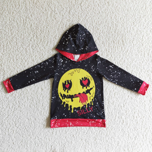 tongue yellow  black long sleeve boy hoodie top coat pullover 0830 RTS
