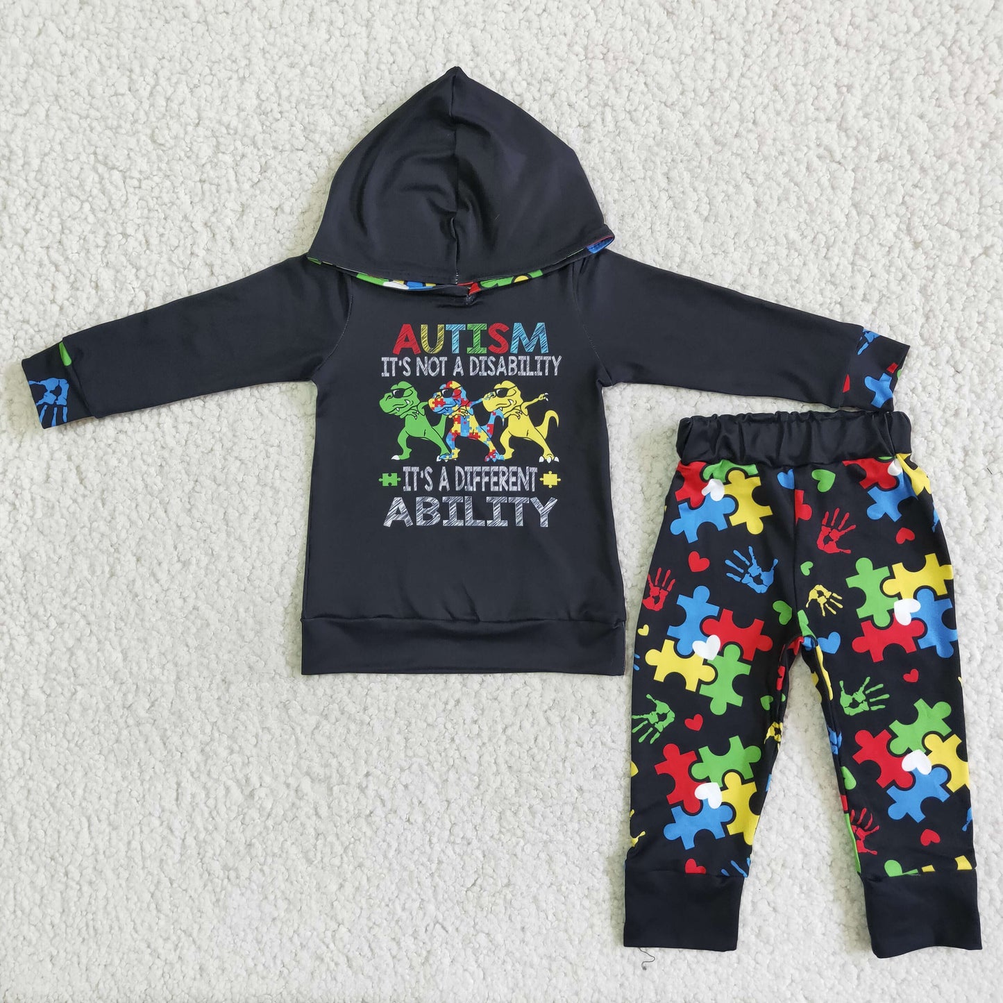 AUTISM smart cartoon dinosaur long sleeve Hoodie outfit