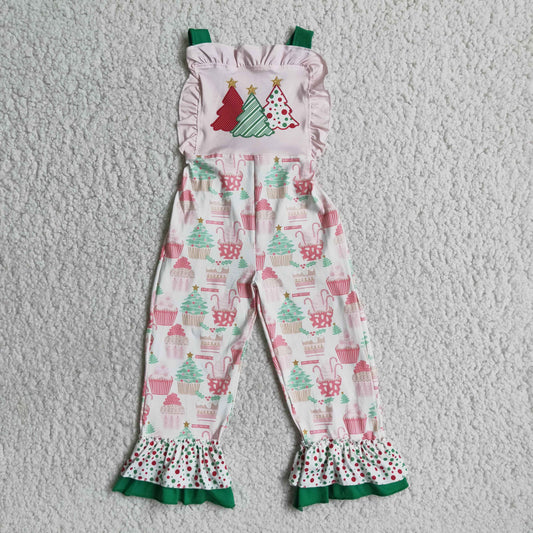 christmas tree pink dot lace suspender pants