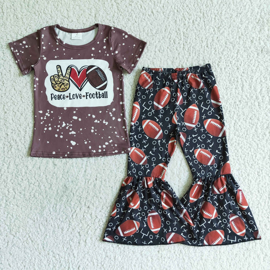 B5-16 Team Football BROWN Short Sleeve Long Pants GIRL Outfit  RTS