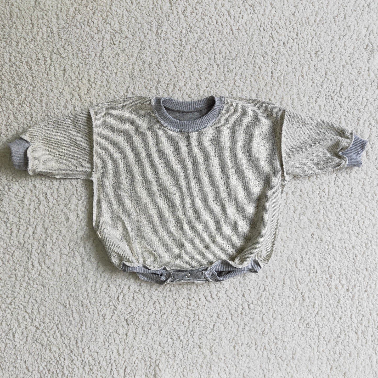 LR0240 RTS 1101 cotton grey sweater boy long sleeve romper
