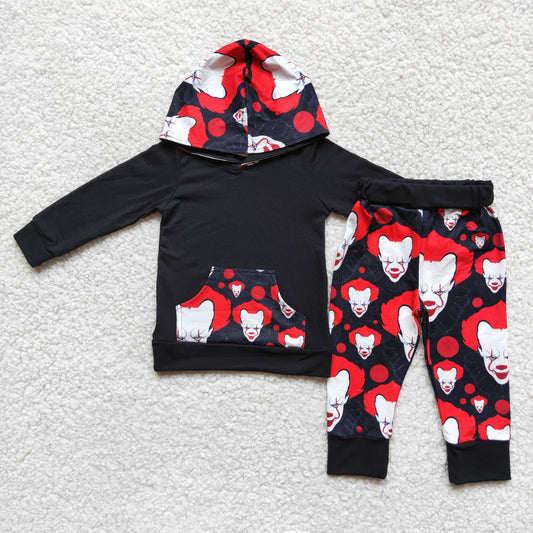 halloween cartoon red black pocket ghost hoodie outfit