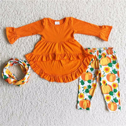 Promotion  orange long sleeve top long sleeve pants outfits