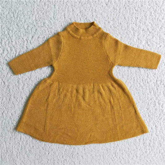 Yellow long sleeve sweater dresses