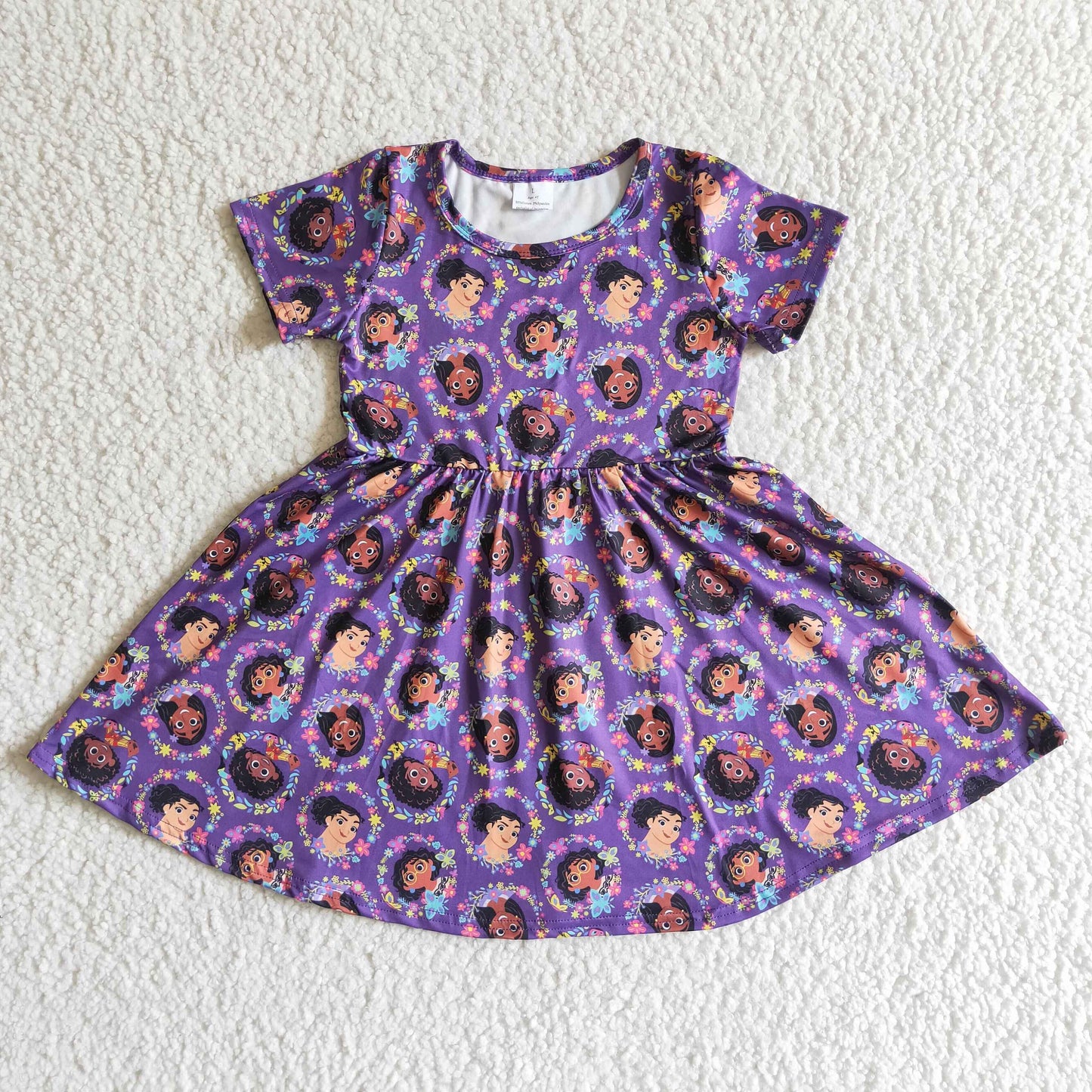 promotion GSD0008 cartoon magical dance girl purple flower short sleeve dress 0317