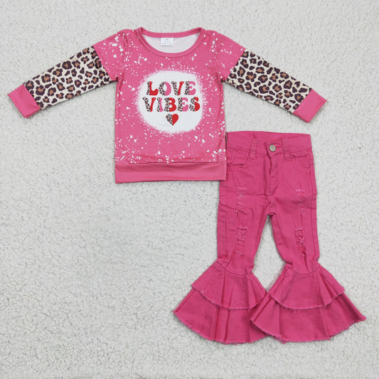 组合GLP0412 LOVE vibe long sleeve denim jeans girl outfit 1213 RTS