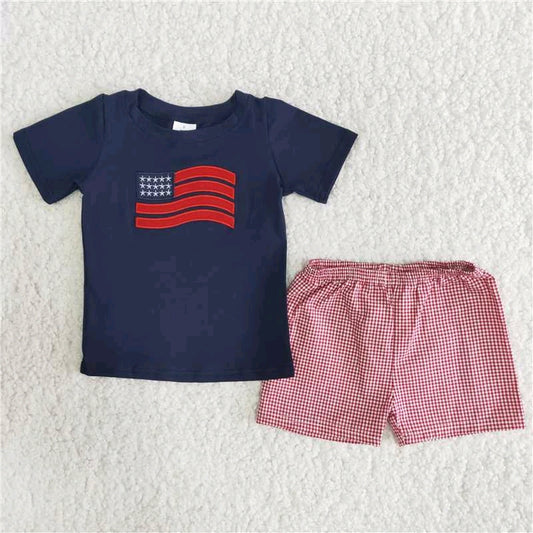 American national day embroidery short sleeve short pants outfit