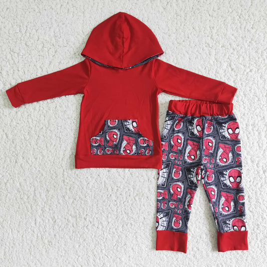 Cartoon red pocket long sleeve Hoodie outfit