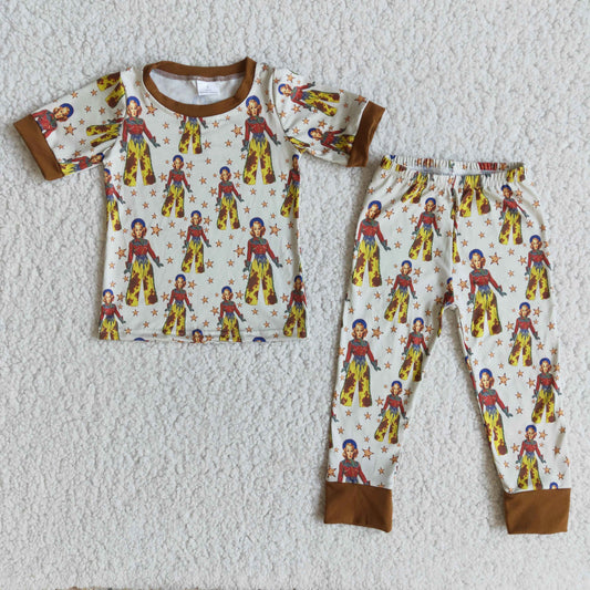 promotion E8-13 cartoon stars brown short sleeve pajamas boy outfits promotion