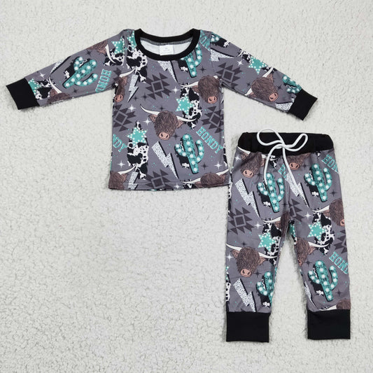 promotion BLP0154 western cow long sleeve boy pajamas outfit 1226