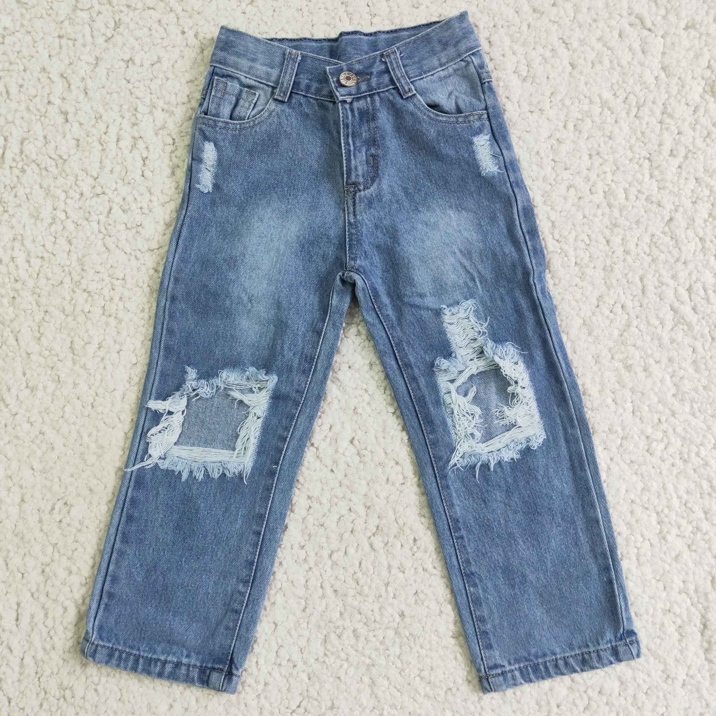 D4-16 ripped jeans blue button jeans denim pant 20230512 RTS