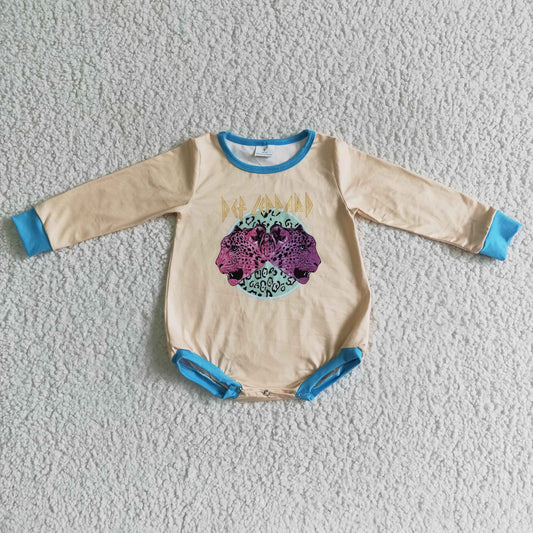 halloween yellow leopard long sleeve girl bubble romper 0903