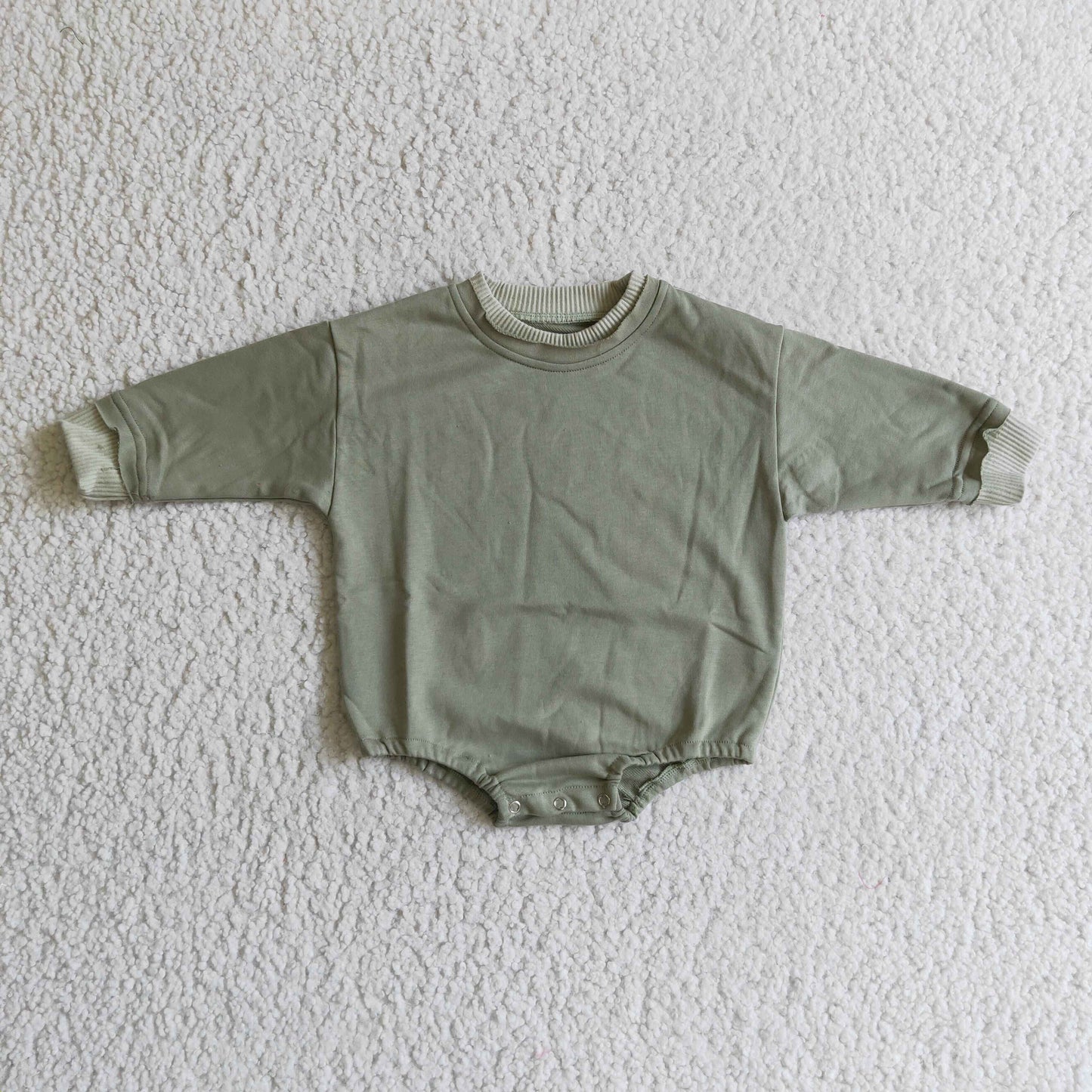 RTS long sleeve green baby cotton girl romper 0924