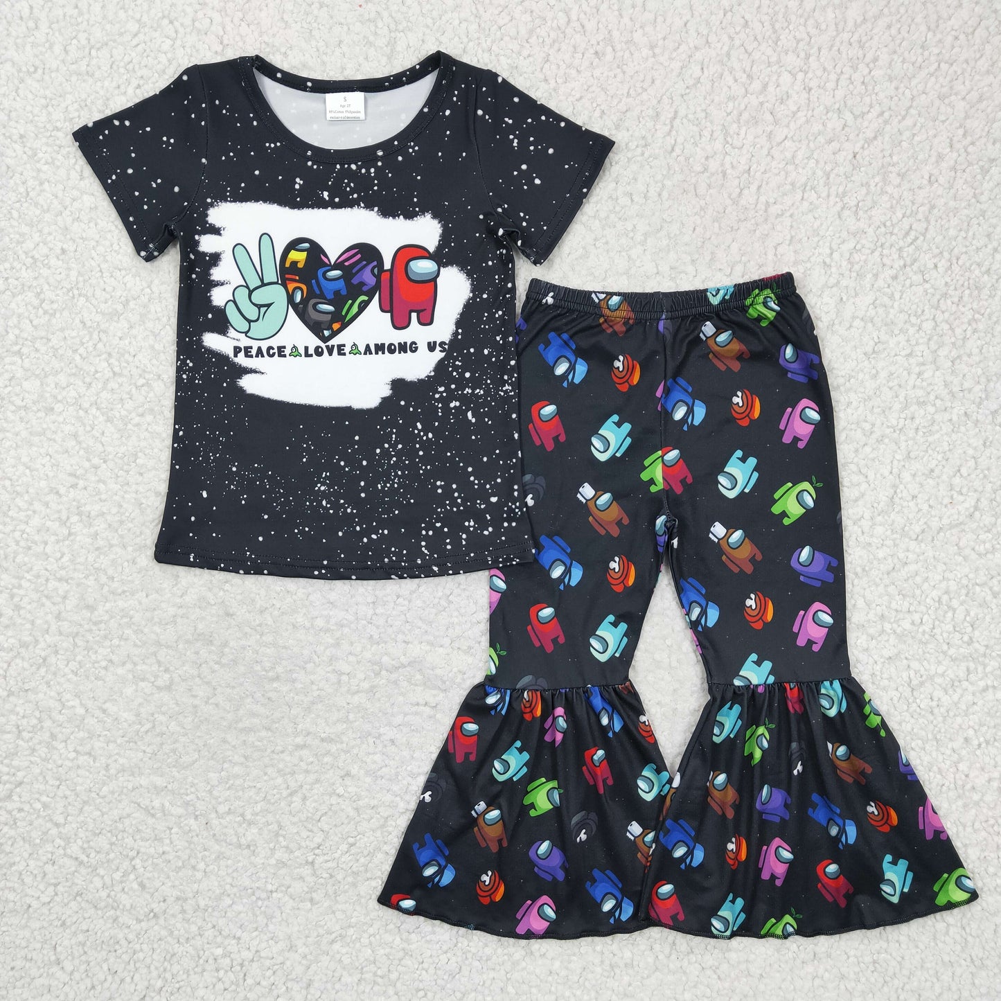 promotion A14-16 cartoon peace love among girl short sleeve girl outfit 1219 RTS