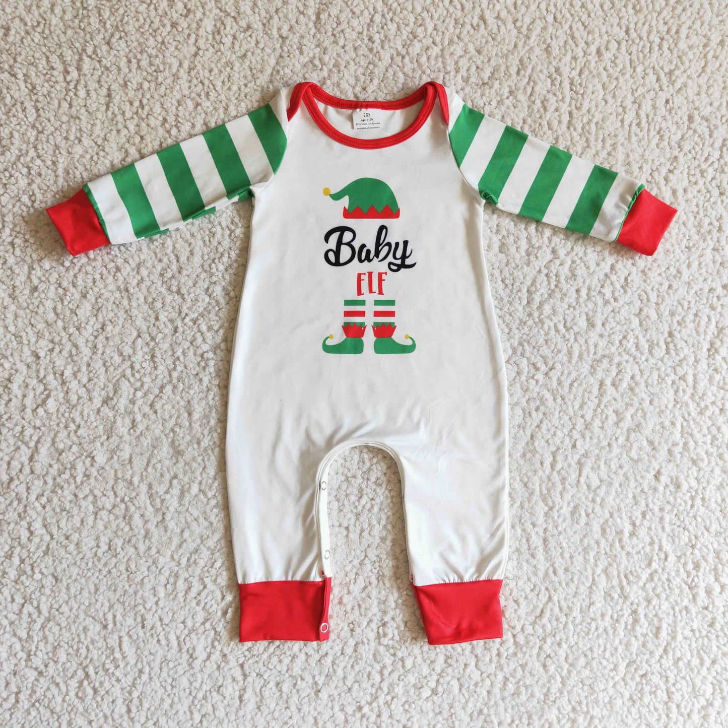 RTS blue stripe Christmas Santa long sleeve boy baby FIT romper 1013 RTS