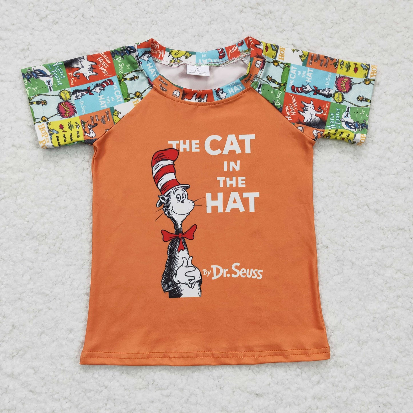 A2-11 Hat cat orange  boy reading  shirt short sleeves boy top 1129 RTS