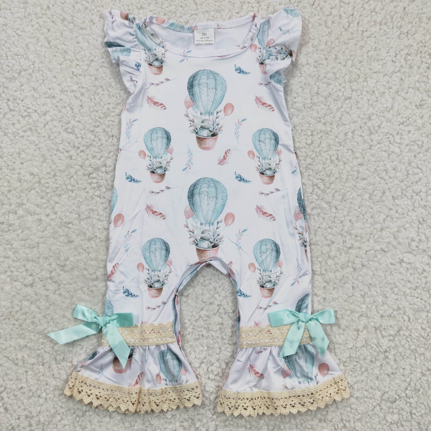 A5-10 RTS Easter pink romper rabbit print ruffles leggings girl clothing