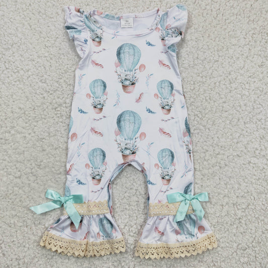 A5-10 RTS Easter pink romper rabbit print ruffles leggings girl clothing