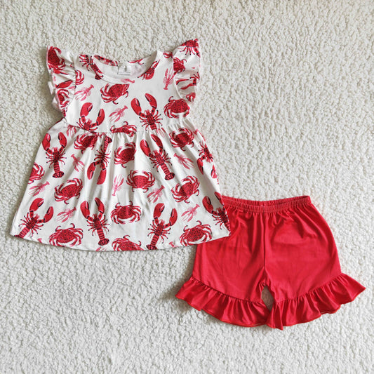 promotion RTS C0-27 RTS fluffy short sleeves crayfish shorts girl outfit 20230323 rts