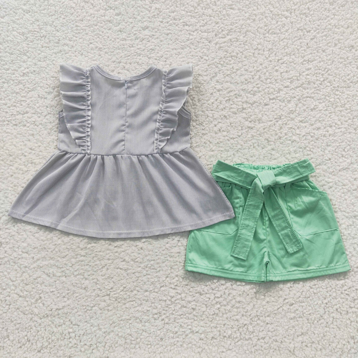 A9-22 Seersucker short sleeve shorts SUMMER girl outfit RTS 20230421