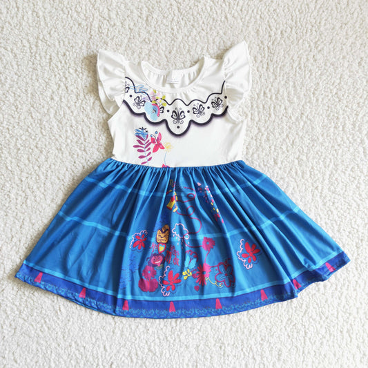 promotion C4-30 blue white magic girl flutter short sleeve dress 202312