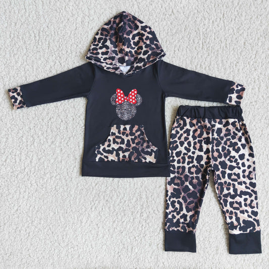 PROMOTION 6 A0-14 cartoon bow mouse leopard print pocket hoodie outfit RTS 1124