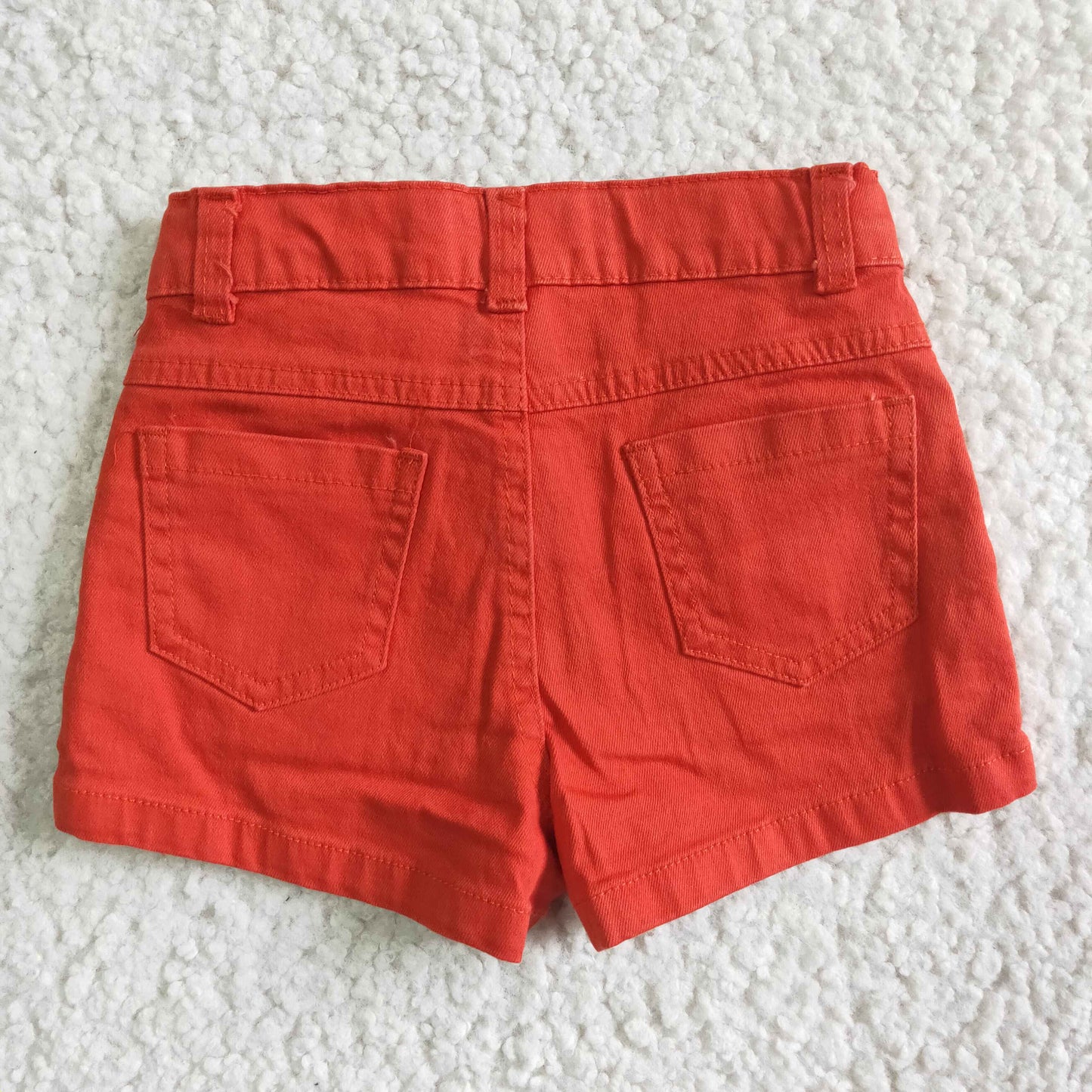 A9-20 RTS ruffle pockets girl button red watermelon color ripped denim shorts 0528