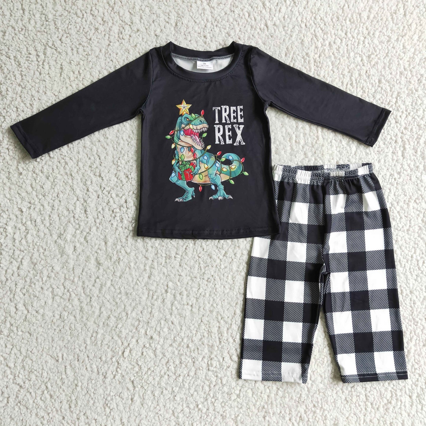 BLP0106 RTS LONG SLEEVE JOGGER PANTS chirstmas Dinosuar pajamas boy outfit 1103