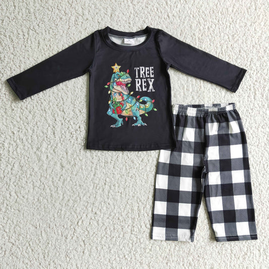BLP0106 RTS LONG SLEEVE JOGGER PANTS chirstmas Dinosuar pajamas boy outfit 1103