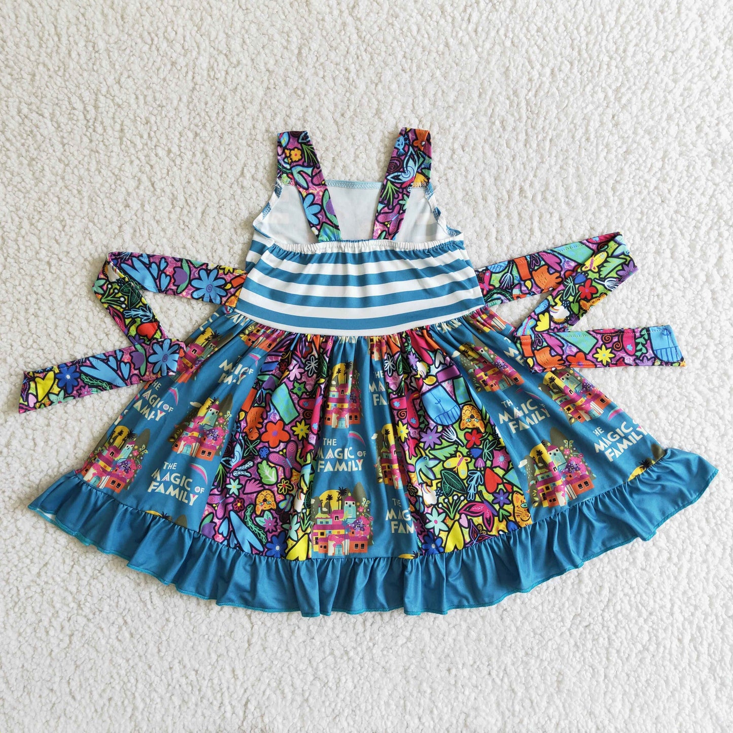 cartoon blue magic dot lace patchwork sleeveless dress 0312
