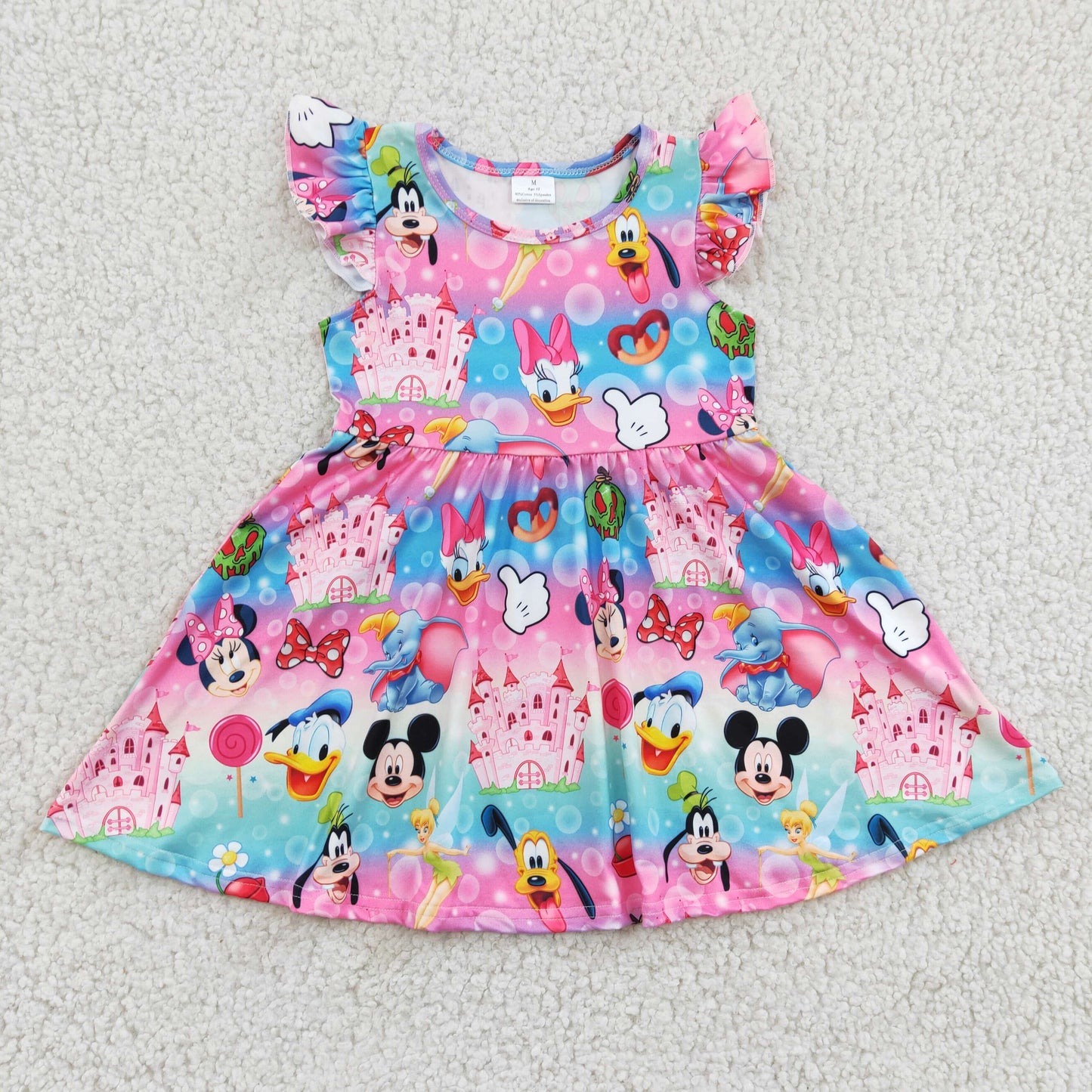 Promotion Aa-12 mouse cartoon colorful tunic puffy short sleeve girl dress 1219 RTS