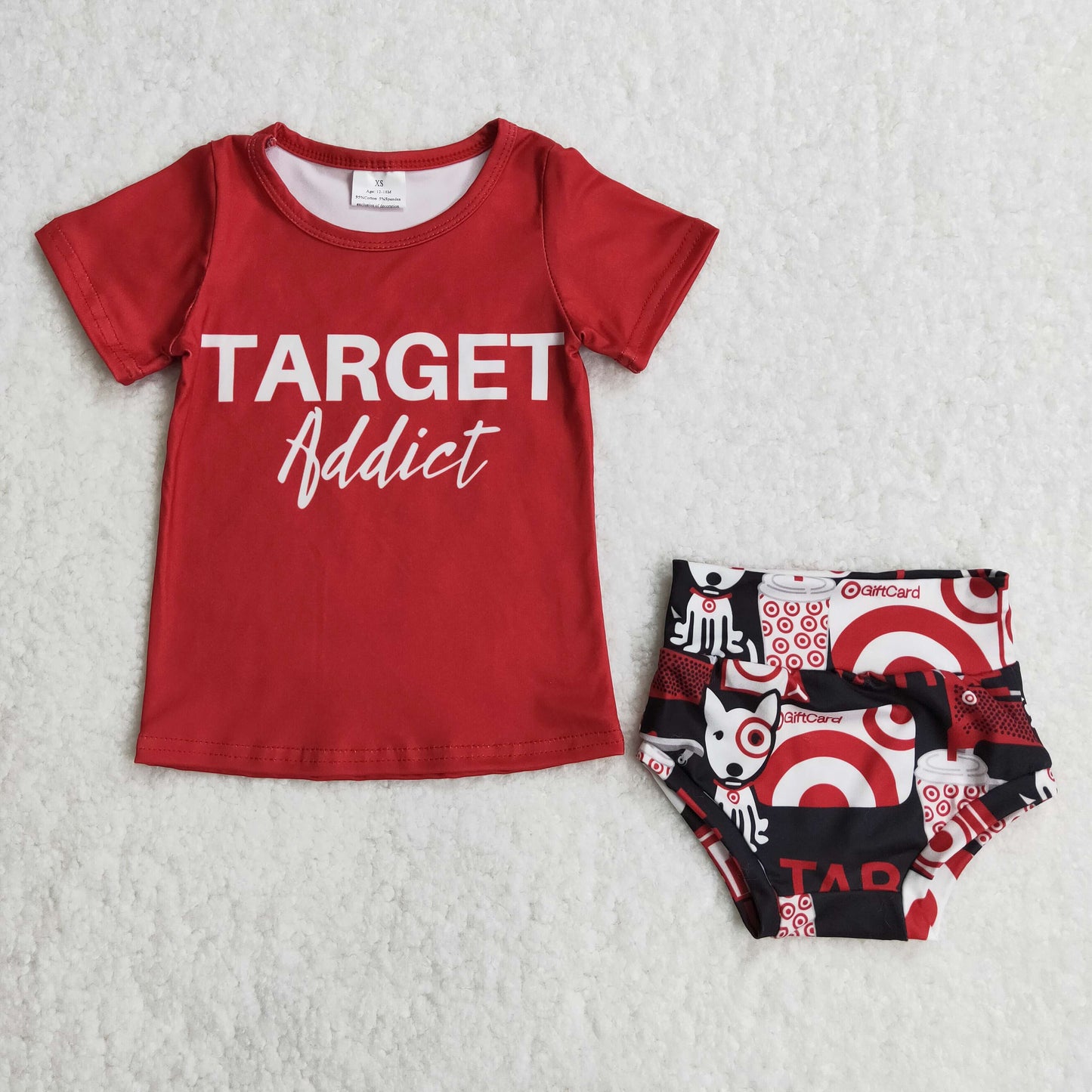 B10-23 red one eye dog target short sleeve shorts girl outfits RTS 1121