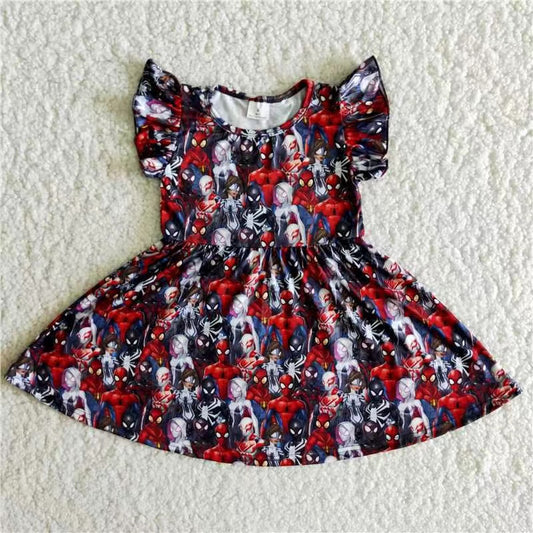 B11-7 spider man cartoon short sleeve girl dress 1221 RTS