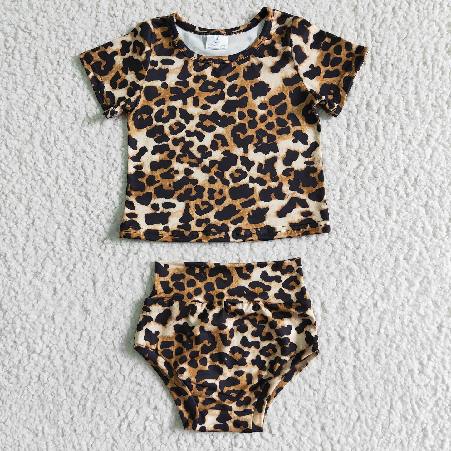 PROMOTION B3-12 RTS short sleeve brown leopard girl shorts bummies outfit 0509