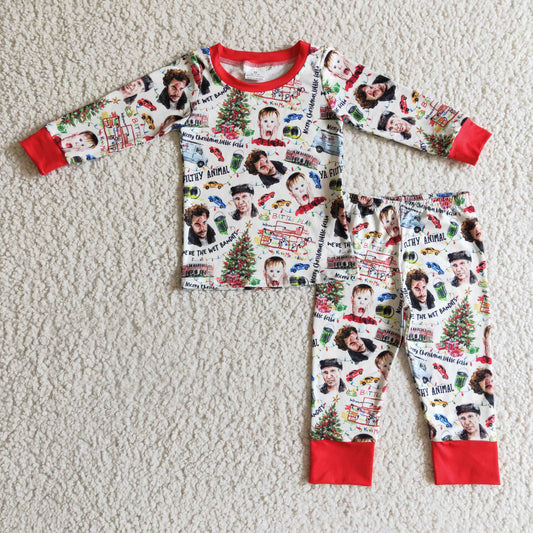 BLP0113 Christmas cartoon green long sleeve boy pajamas 1014 RTS