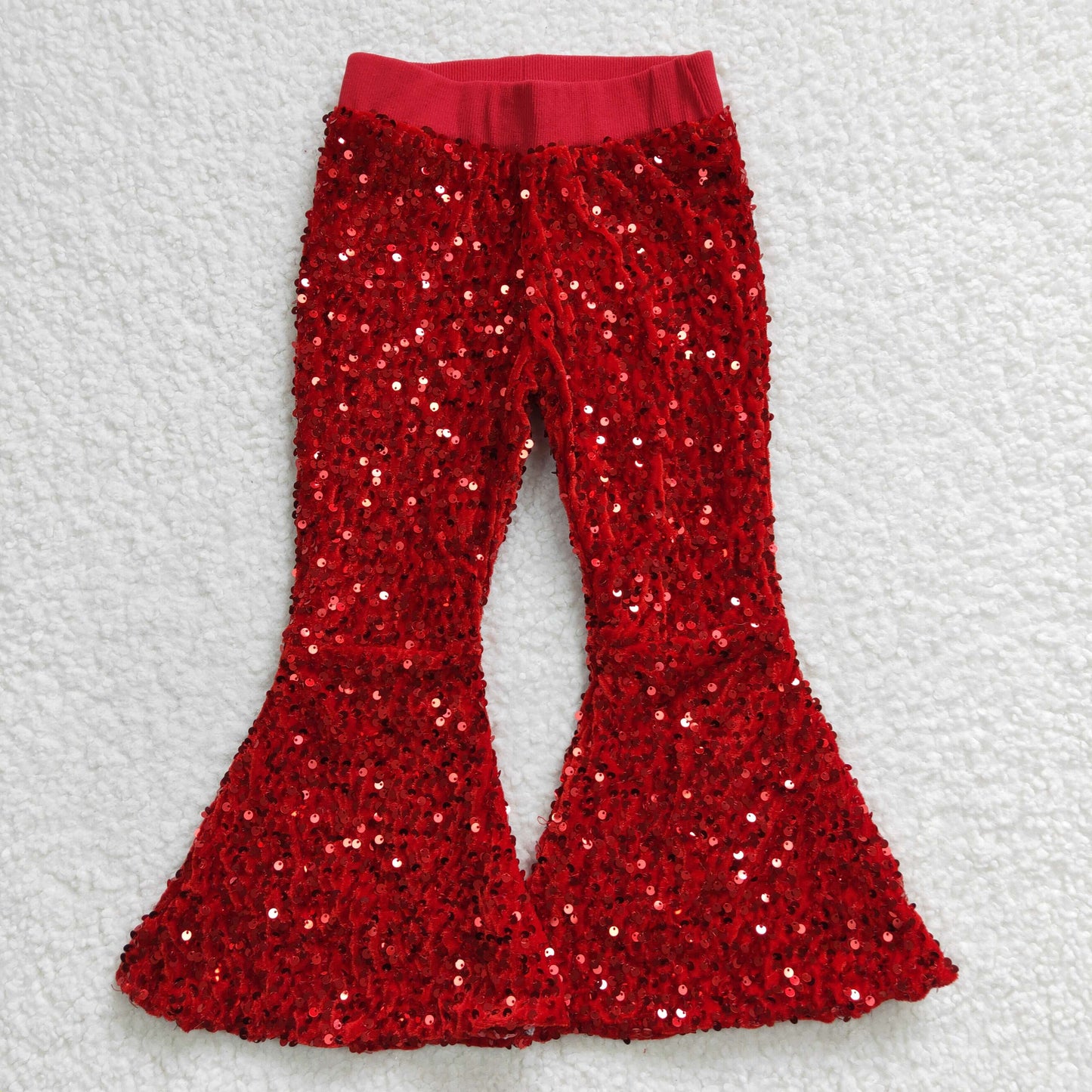 girl bell bottom red sequin long pants RTS 20230220